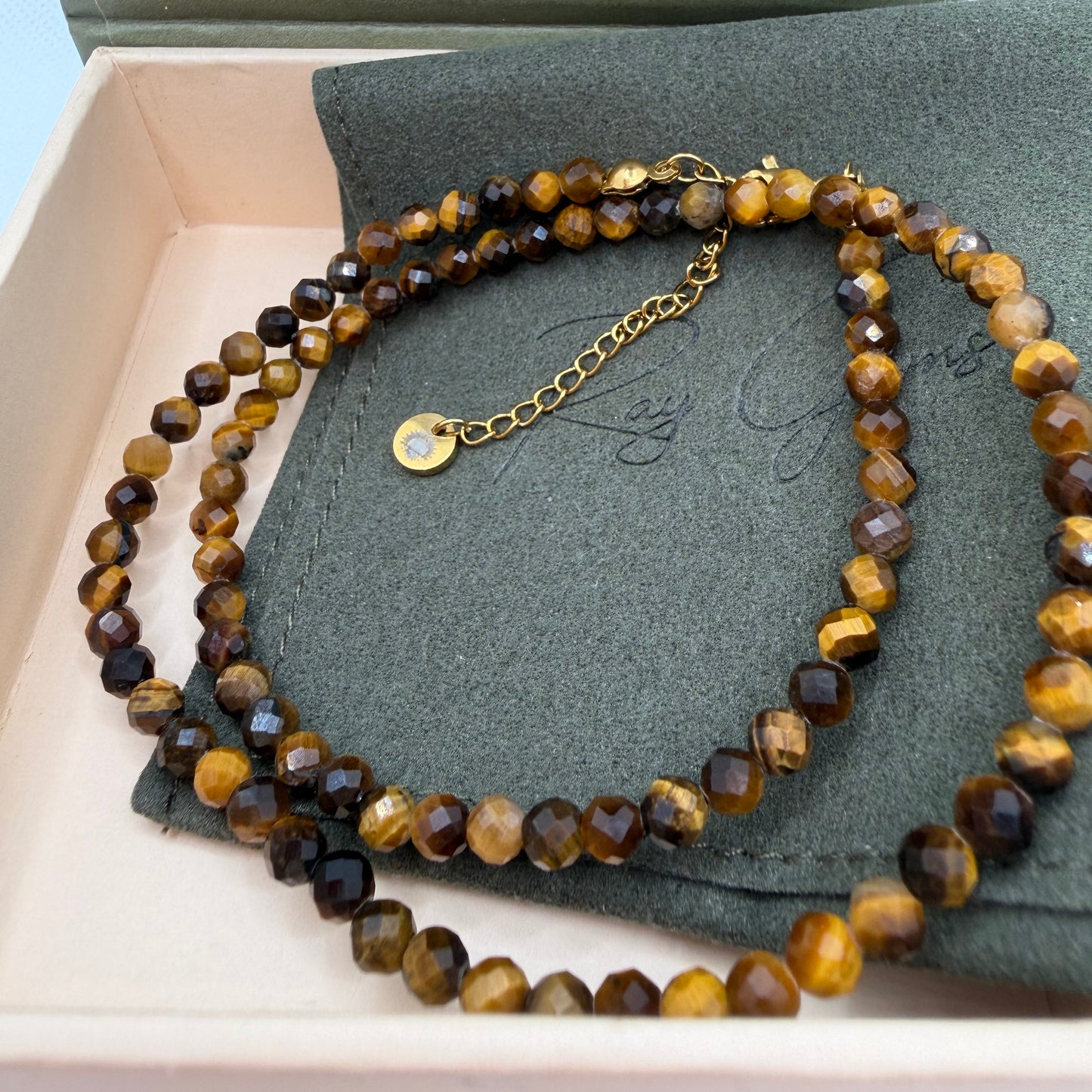 Tiger Eye 4 mm Petite Faceted Necklace
