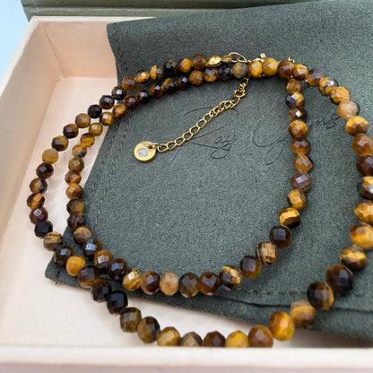 Tiger Eye 4 mm Petite Faceted Necklace