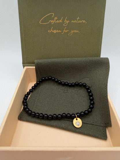 Obsidian 8 mm Iconic Beaded Bracelet