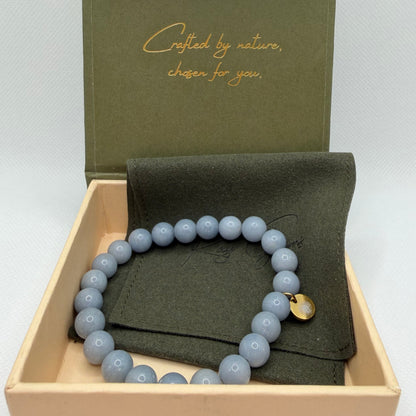 Angelite 8 mm Iconic Beaded Bracelet