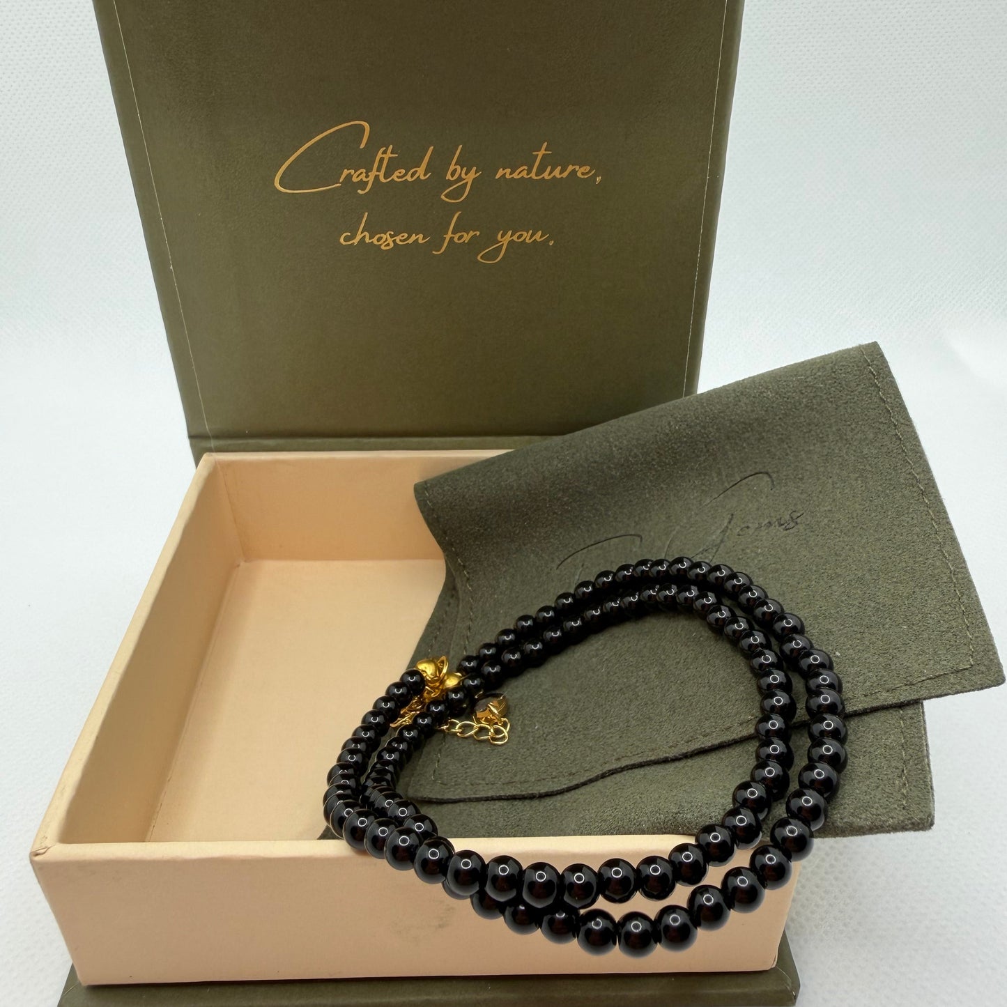 Obsidian 4 mm Petite Beaded Necklace
