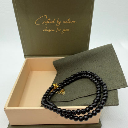 Obsidian 4 mm Petite Beaded Necklace