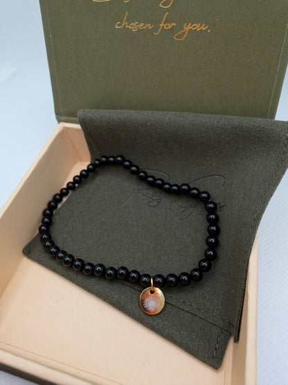 Obsidian 8 mm Iconic Beaded Bracelet