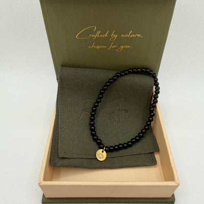 Black Tourmaline 4 mm Petite Beaded Bracelet