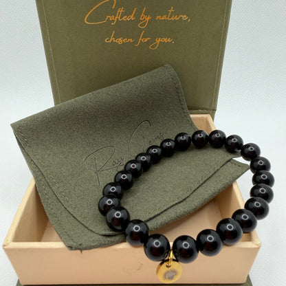 Black Tourmaline 8 mm Iconic Beaded Bracelet