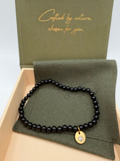 Obsidian 8 mm Iconic Beaded Bracelet