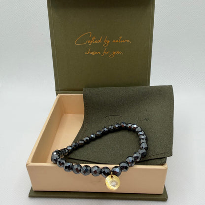 Hematite 6 mm Signature Faceted Bracelet