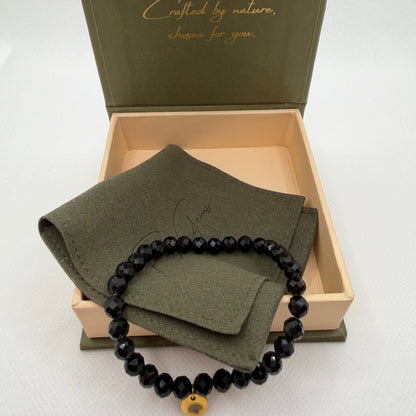 Black Tourmaline 6 mm Signature Faceted Bracelet