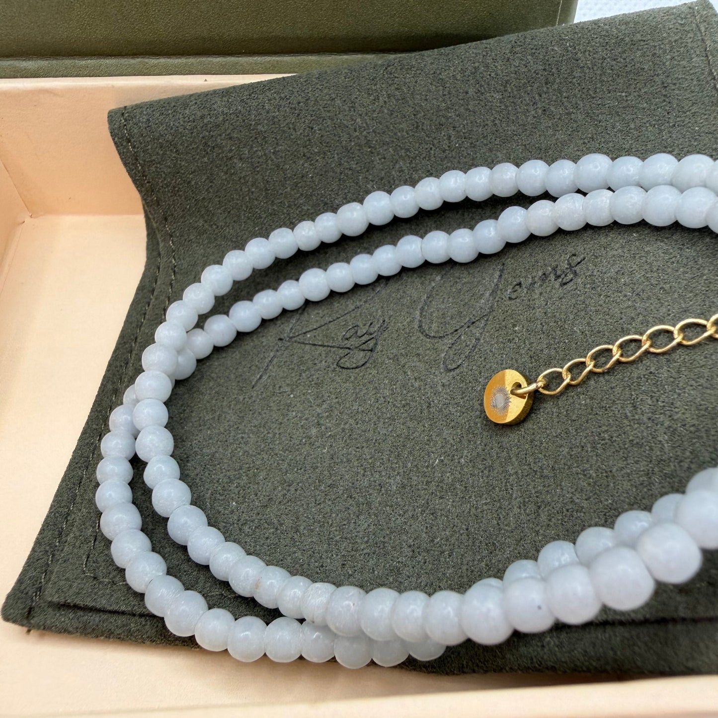 Angelite 4 mm Petite Beaded Necklace