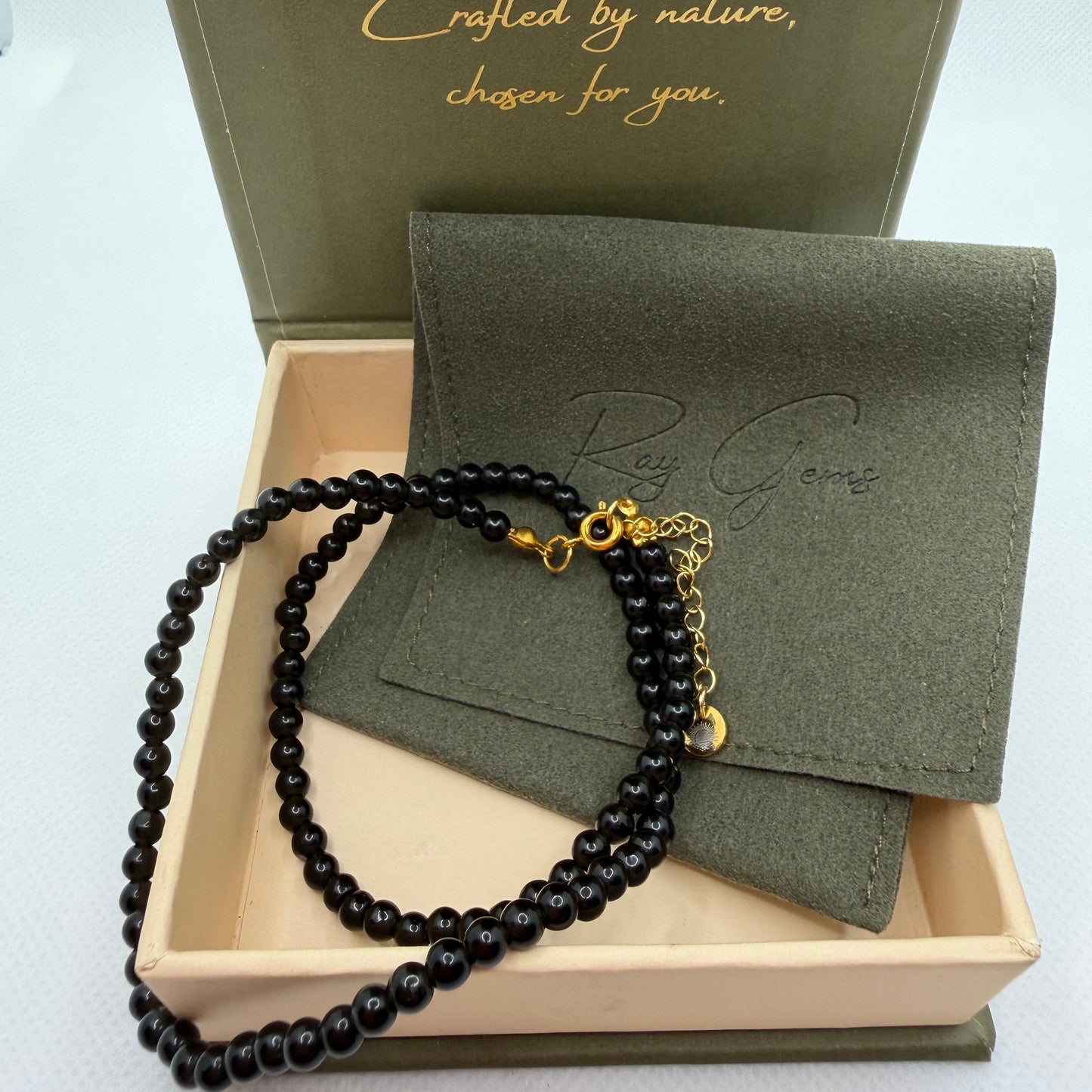 Black Tourmaline 4 mm Petite Beaded Necklace