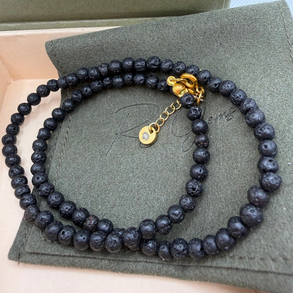 Lava Stone 4 mm Petite Beaded Necklace