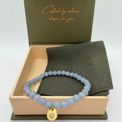 Angelite 6 mm Signature Faceted Bracelet