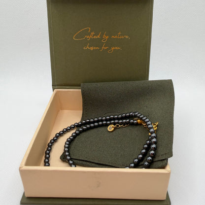 Hematite 4 mm Petite Beaded Necklace