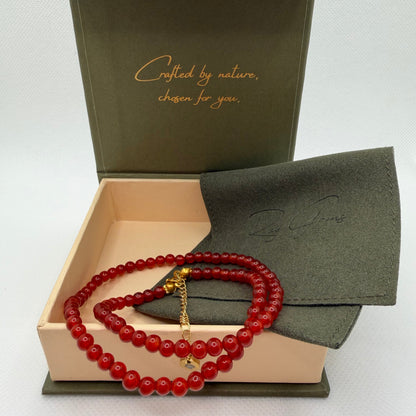 Carnelian 4 mm Petite Beaded Necklace