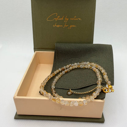 Citrine 4 mm Petite Beaded Necklace