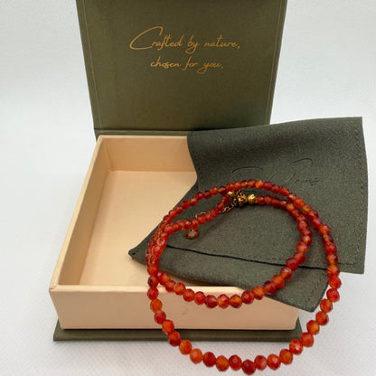 Carnelian 4 mm Petite Faceted Necklace
