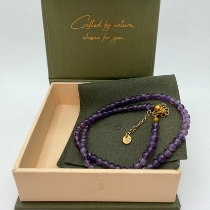 Amethyst 4 mm Petite Beaded Necklace