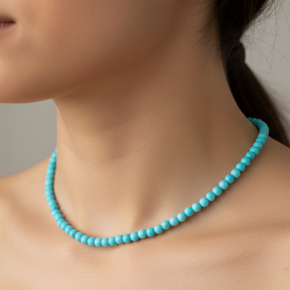 Turquoise 4 mm Petite Beaded Necklace