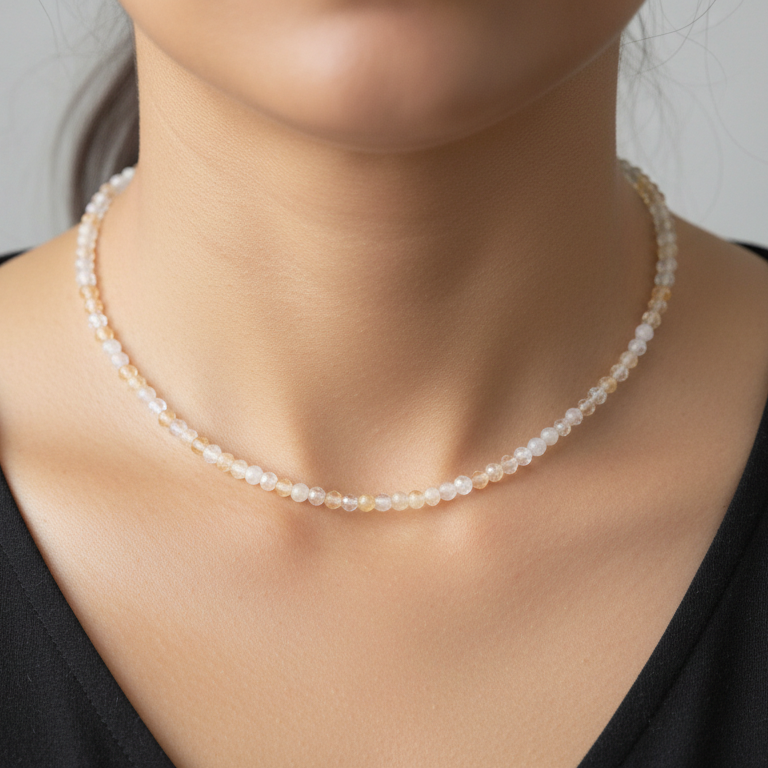 Citrine 4 mm Petite Faceted Necklace