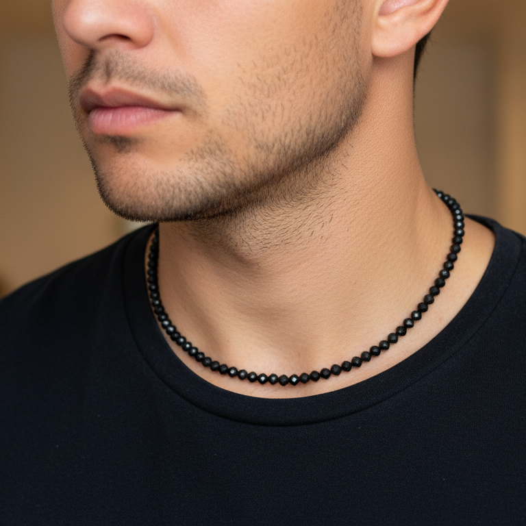 Obsidian 4 mm Petite Faceted Necklace