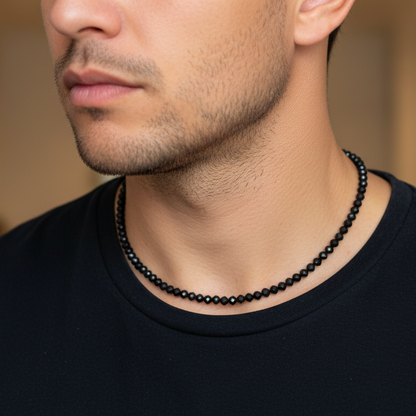 Obsidian 4 mm Petite Faceted Necklace