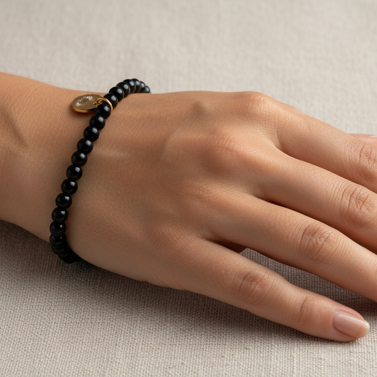 Black Tourmaline 4 mm Petite Beaded Bracelet
