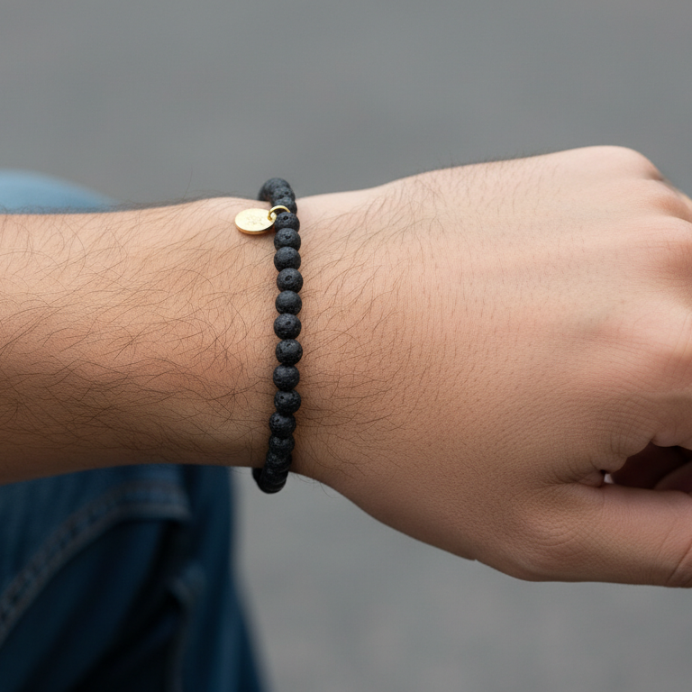 Lava Stone 4 mm Petite Beaded Bracelet