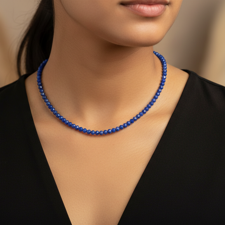 Lapis Lazuli 4 mm Petite Faceted Necklace