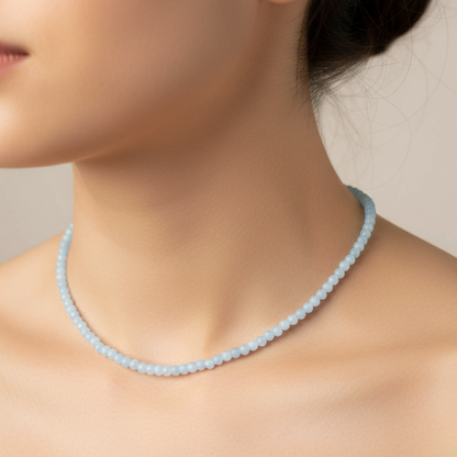 Angelite 4 mm Petite Beaded Necklace