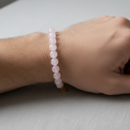 Rose Quartz 8 mm Iconic Beaded Bracelet