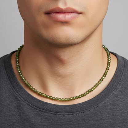 Peridot 4 mm Petite Faceted Necklace