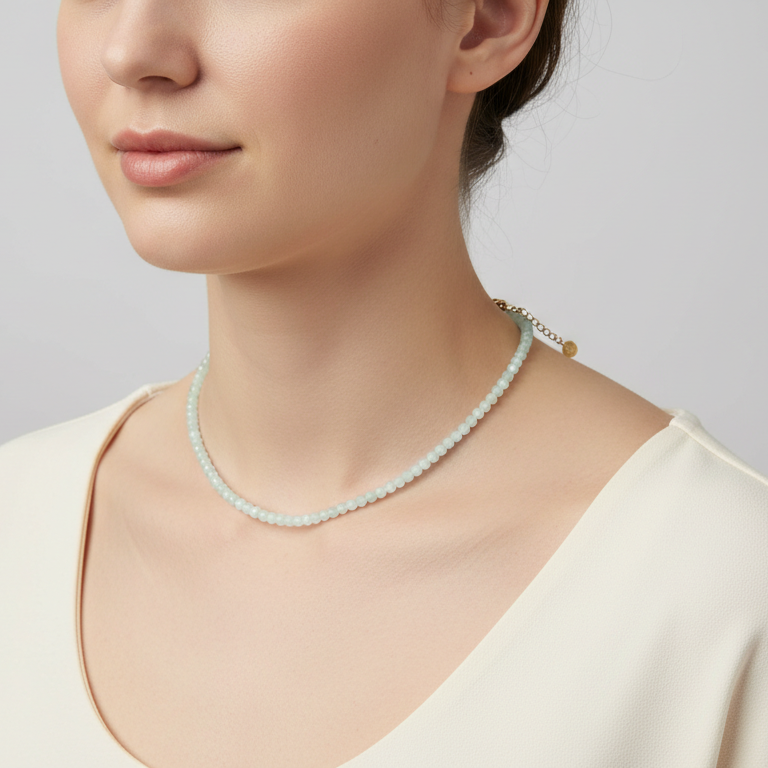 Angelite 4 mm Petite Faceted Necklace