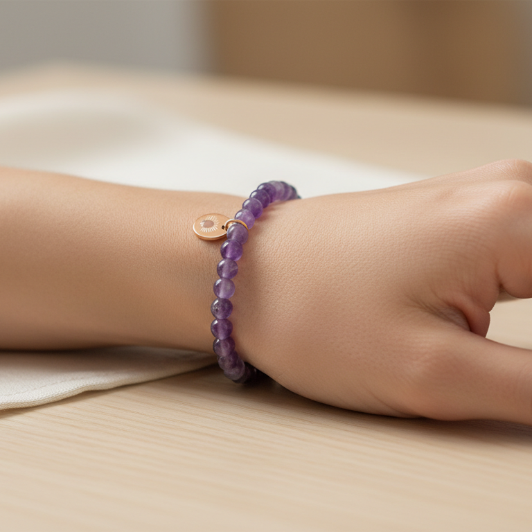Amethyst 4 mm Petite Beaded Bracelet