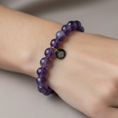 Amethyst 8 mm Iconic Beaded Bracelet