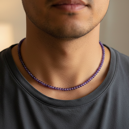 Amethyst 4 mm Petite Beaded Necklace
