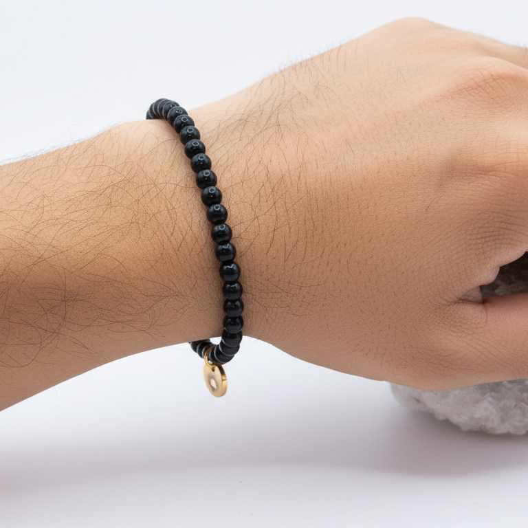 Black Tourmaline 4 mm Petite Beaded Bracelet