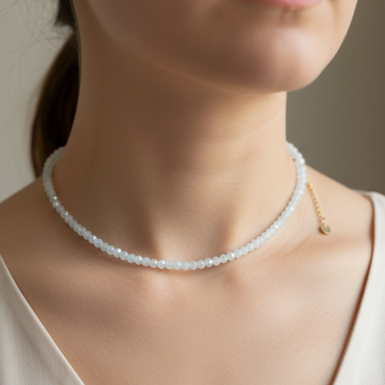 Moonstone 4 mm Petite Faceted Necklace
