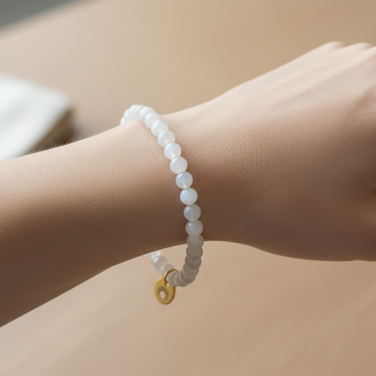 Moonstone 4 mm Petite Beaded Bracelet