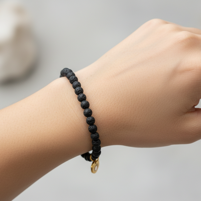 Lava Stone 4 mm Petite Beaded Bracelet