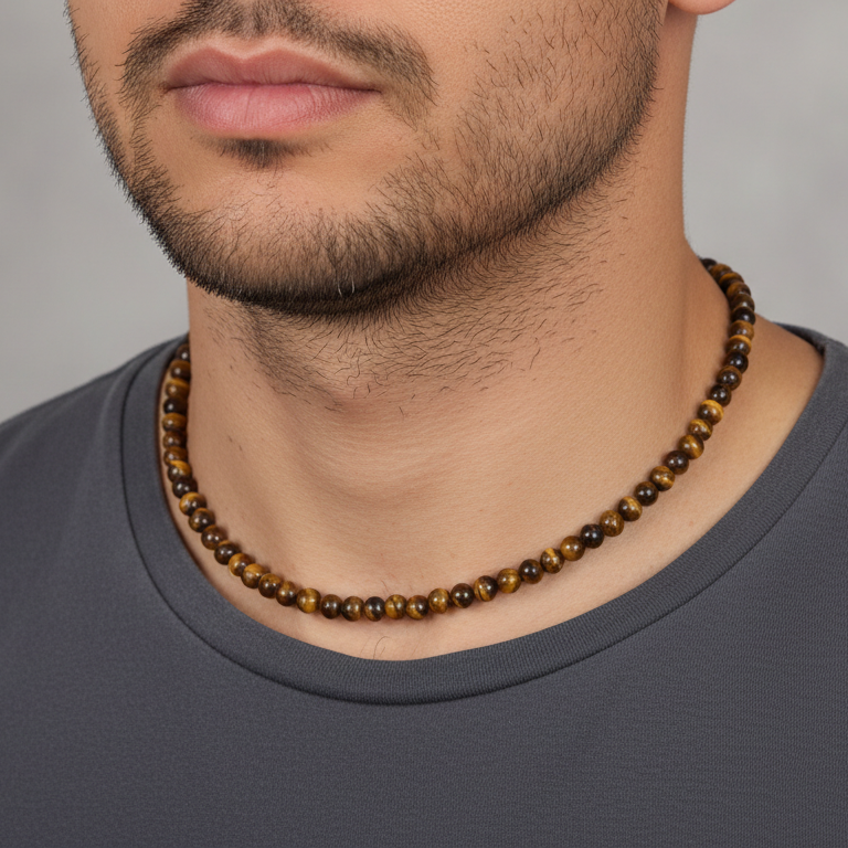 Tiger Eye 4 mm Petite Beaded Necklace