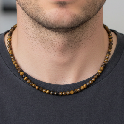Tiger Eye 4 mm Petite Faceted Necklace