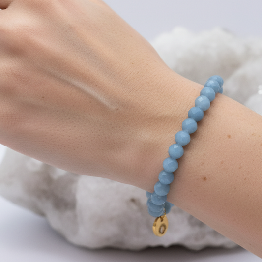 Angelite 6 mm Signature Faceted Bracelet