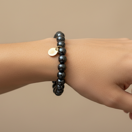 Hematite 8 mm Iconic Beaded Bracelet