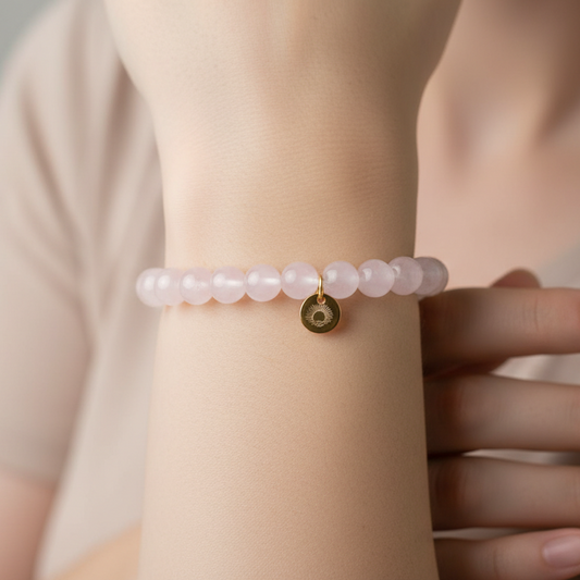 Rose Quartz 8 mm Iconic Beaded Bracelet