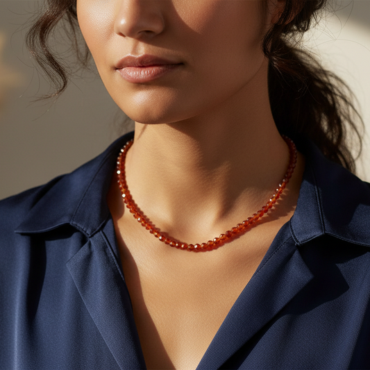 Carnelian 4 mm Petite Faceted Necklace