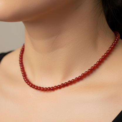 Carnelian 4 mm Petite Beaded Necklace
