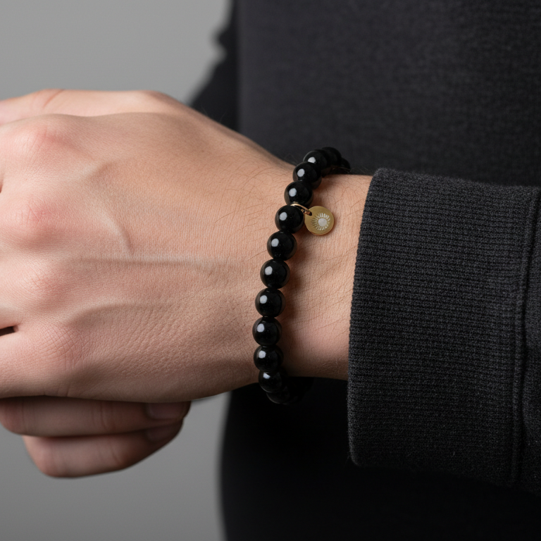 Obsidian 8 mm Iconic Beaded Bracelet