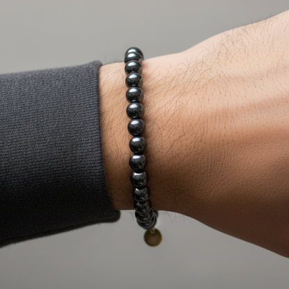 Hematite 8 mm Iconic Beaded Bracelet