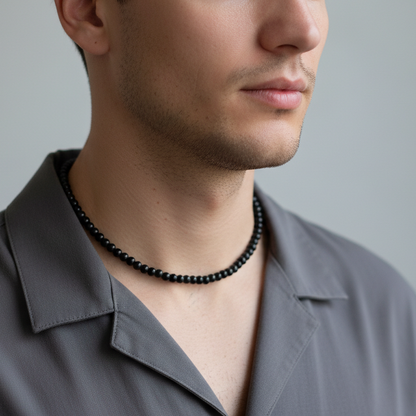 Black Tourmaline 4 mm Petite Beaded Necklace