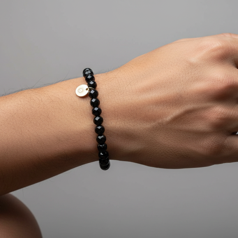 Black Tourmaline 6 mm Signature Faceted Bracelet